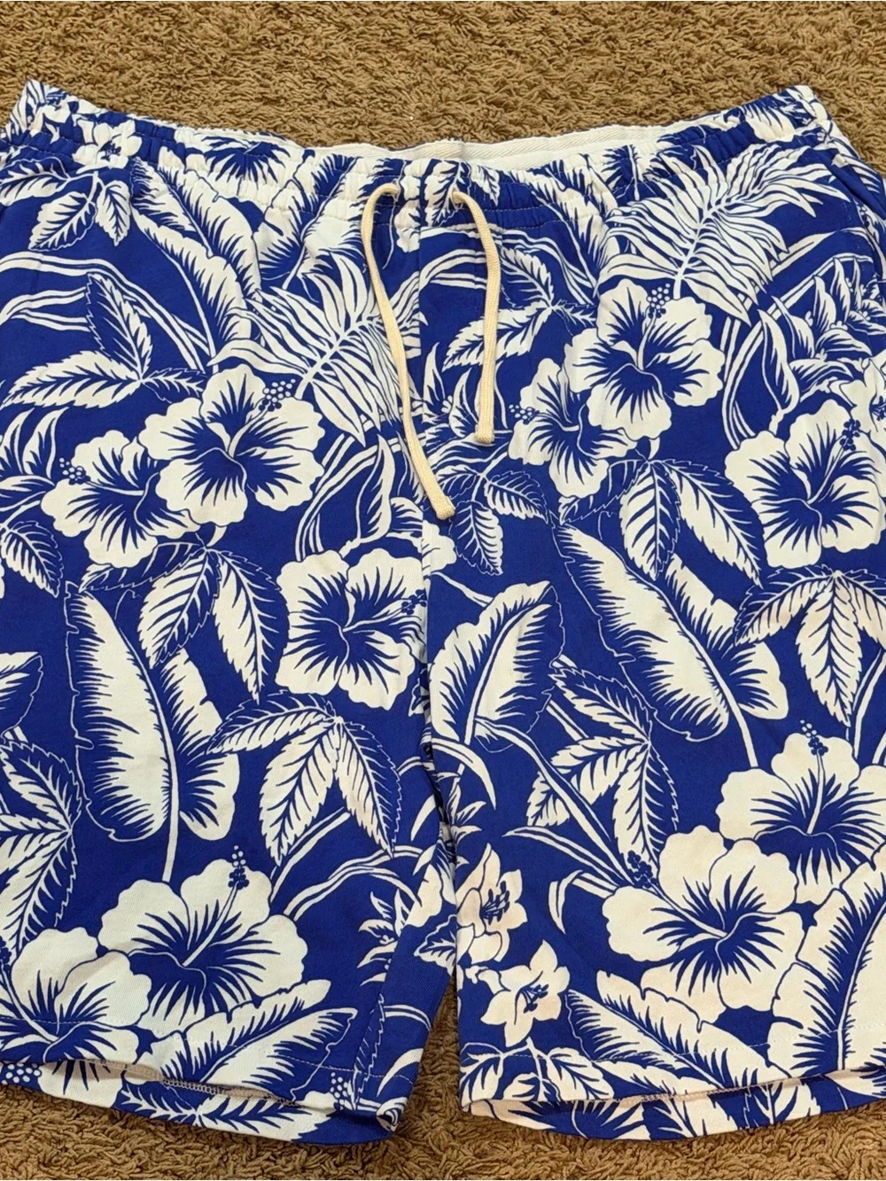 Polo Ralph Lauren Men's Size XLT Blue White Spa Terry Pull On Shorts NWOT